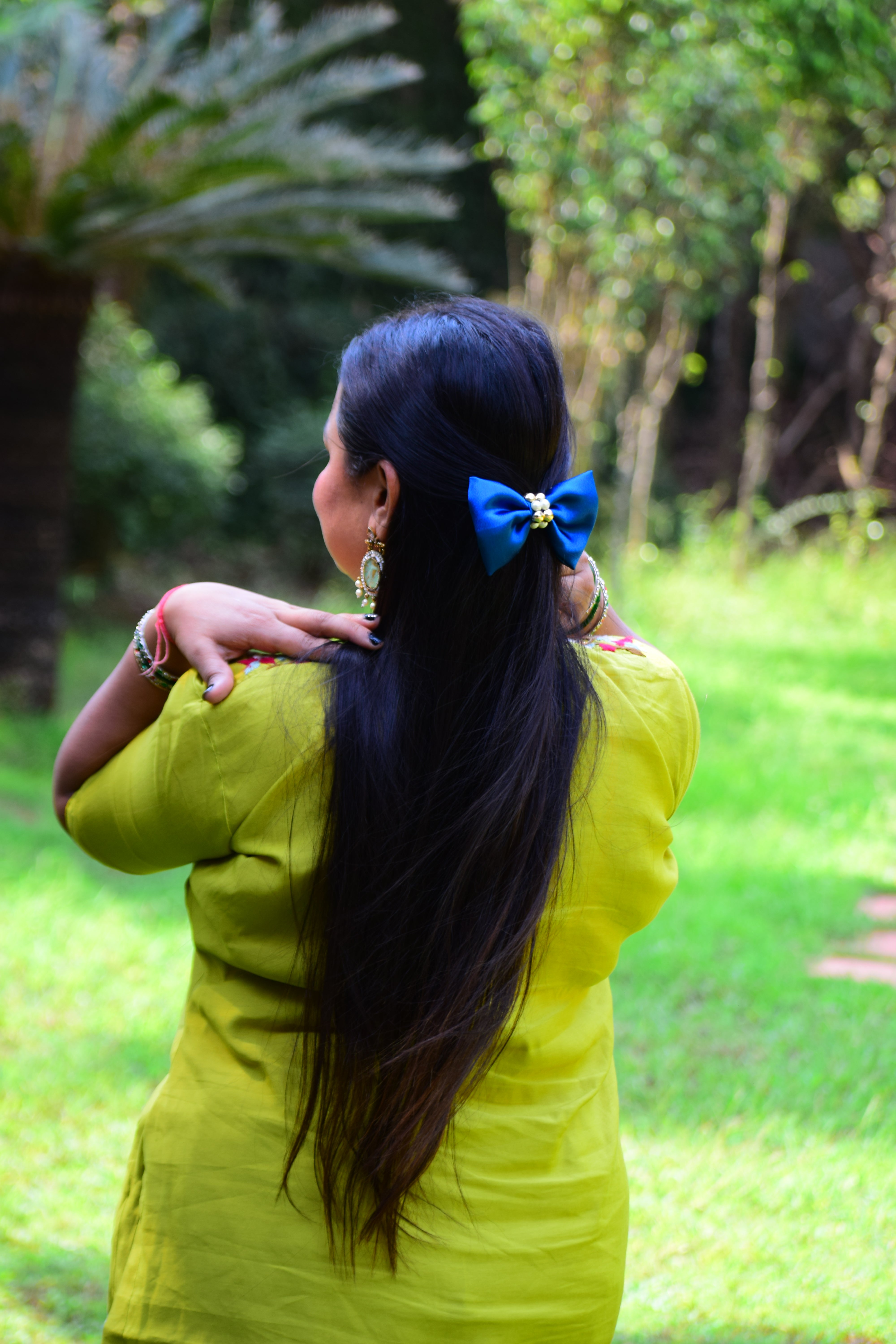 Royal Blue Satin Hair Bow for Girls & Women – Elegant Hair Accessory