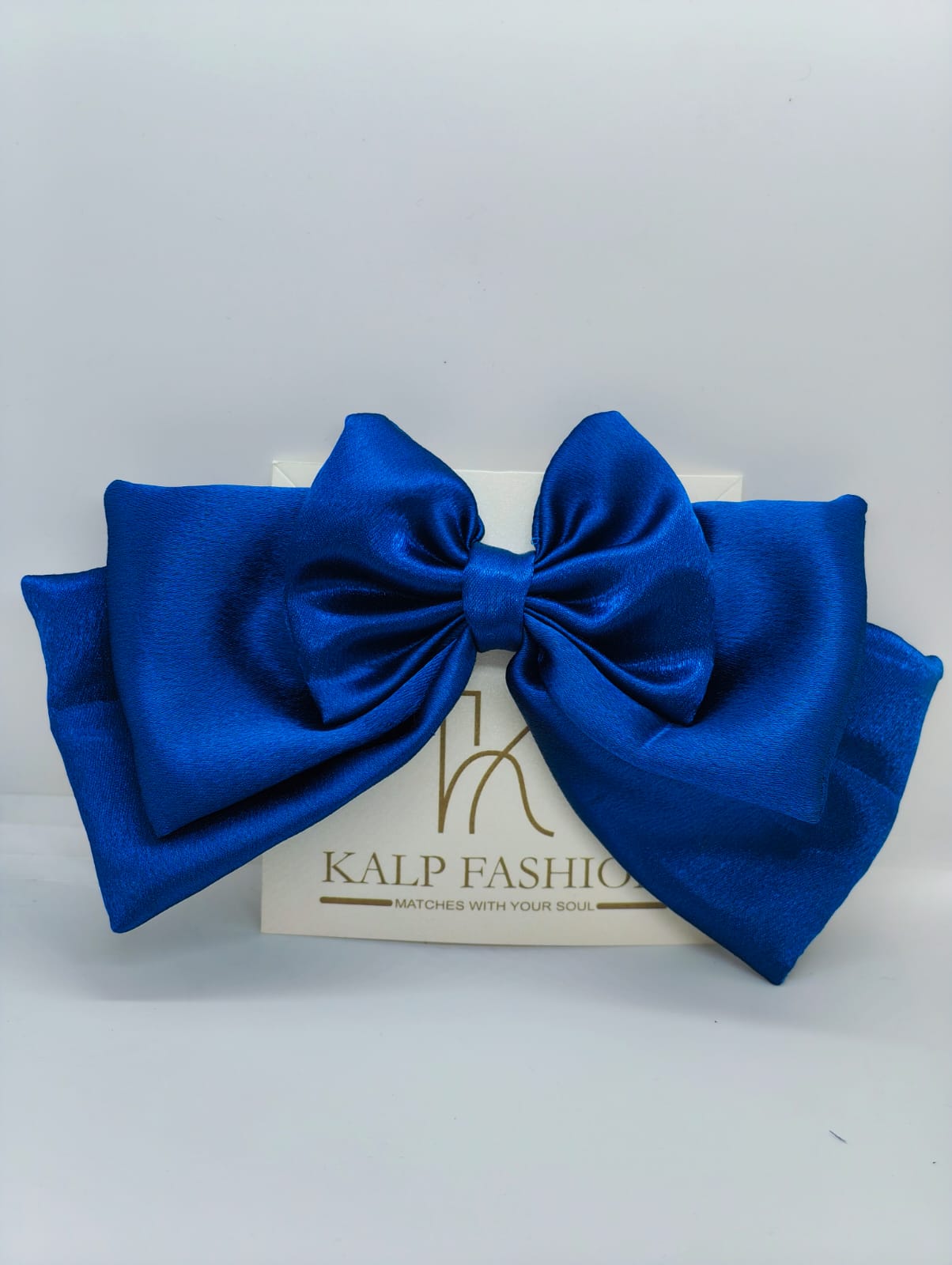 Royal Blue Satin Hair Bow for Girls & Women – Elegant Hair Accessory