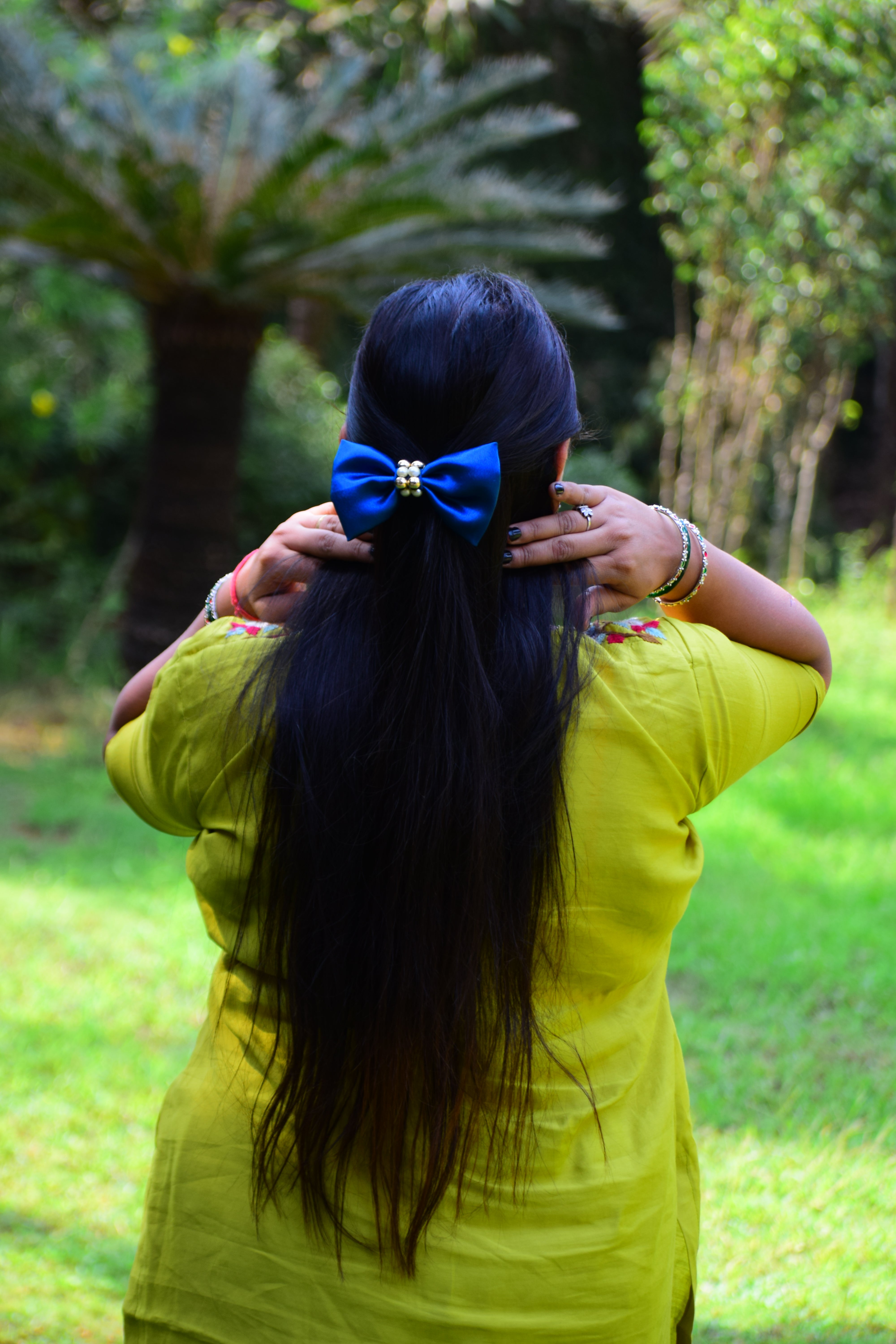 Royal Blue Satin Hair Bow for Girls & Women – Elegant Hair Accessory