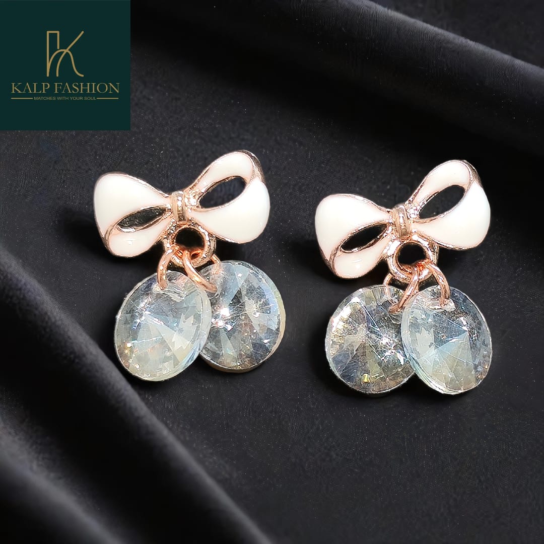 Pretty Bow Earrings with Sparkling Stone – Kalp Fashion