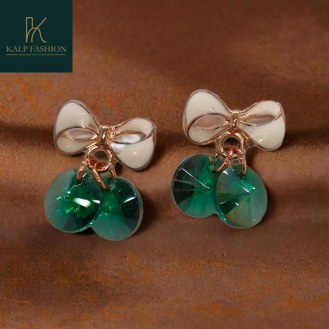 Pretty Bow Earrings with Sparkling Stone – Kalp Fashion
