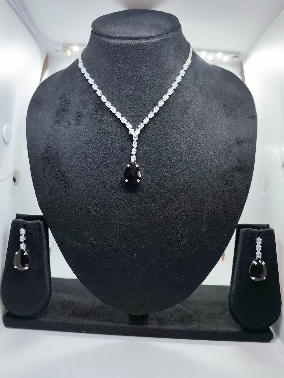 Elegant Rich Stone Necklace Set with Matching Earrings by Kalp Fashion