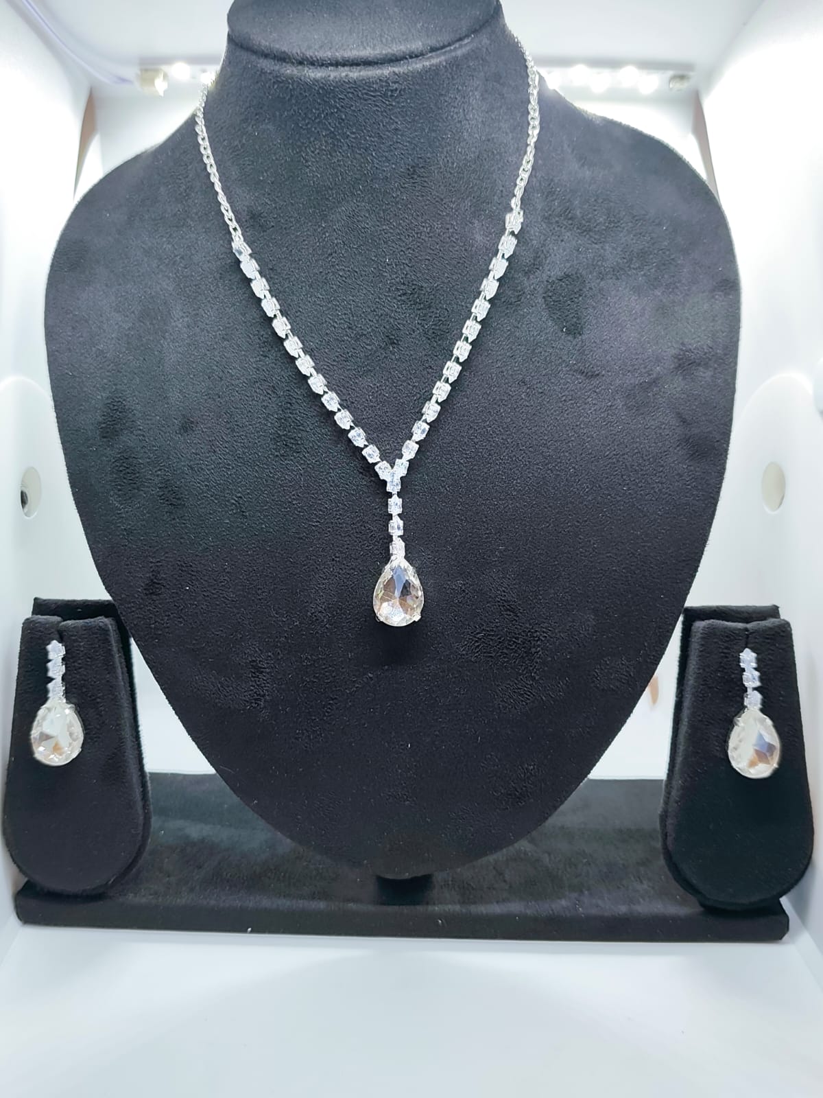 Elegant Rich Stone Necklace Set with Matching Earrings by Kalp Fashion