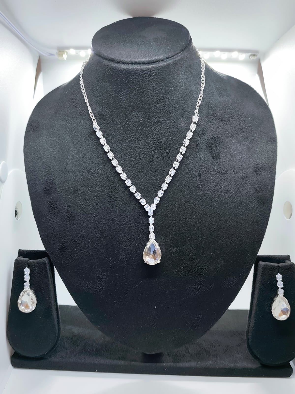 Elegant Rich Stone Necklace Set with Matching Earrings by Kalp Fashion
