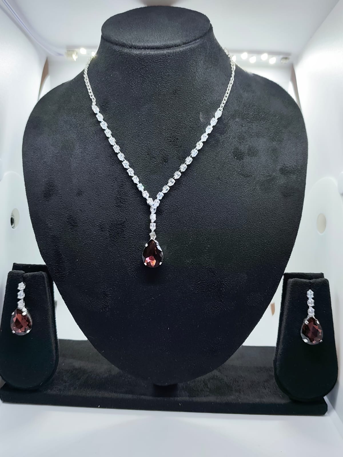 Elegant Rich Stone Necklace Set with Matching Earrings by Kalp Fashion