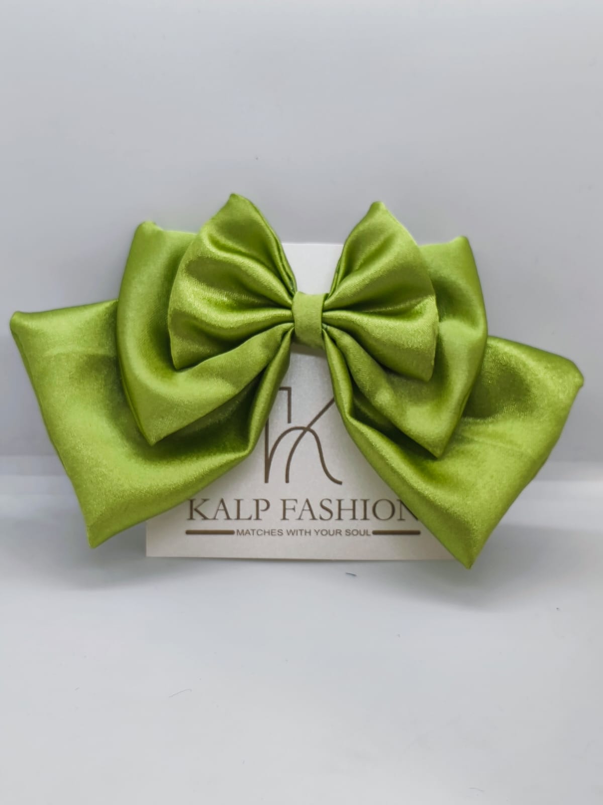 Green Silk Satin Hair Bow – Elegant & Stylish Hair Accessory
